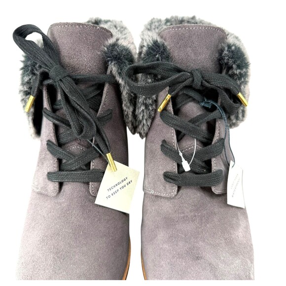 Cole Haan Wedge Bootie Women’s 8.5 Coralie Gray Waterproof Faux Fur Grand OS NEW - Picture 5 of 11